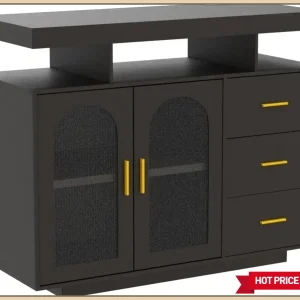Wood Coffee Bar Table with Shelf Capacity and Cabinet storage