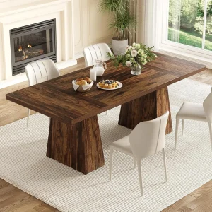 Rectangle Dining Table for 6 People with Heavy Duty Legs