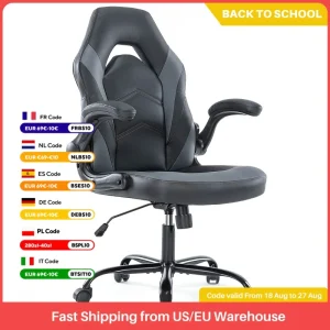 JHK Ergonomic Office Computer Desk Chair with Adjustable PU Leather Flip-up Armrest