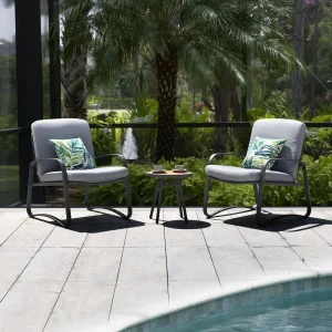 3 Piece Rocking Patio Chairs with Coffee Table