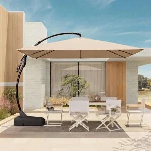 10x10 FT Patio Umbrella Large Square Aluminum and Umbrella Base Included for Deck Porch