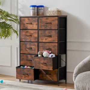 10 Fabric Drawers Wardrobe Steel Frame Closet For Storage Cabinet in Bedroom or Living Room