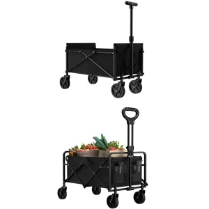 4-Wheel Garden Handcart with Portable Foldable Design for Easy Storage