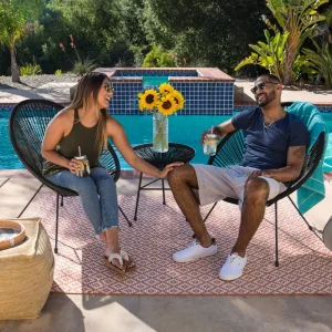 3-Piece Acapulco Outdoor Patio  Set with Plastic Rope Glass Top Table And 2 All-Weather Chairs